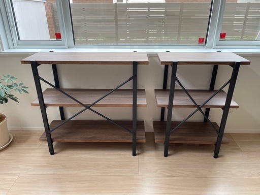 【美品】⭐︎バラ売り可⭐︎ウッド＆アイアン 3段シェルフ (幅90cm 7500円/幅60cm 4500円)  2点セット 
