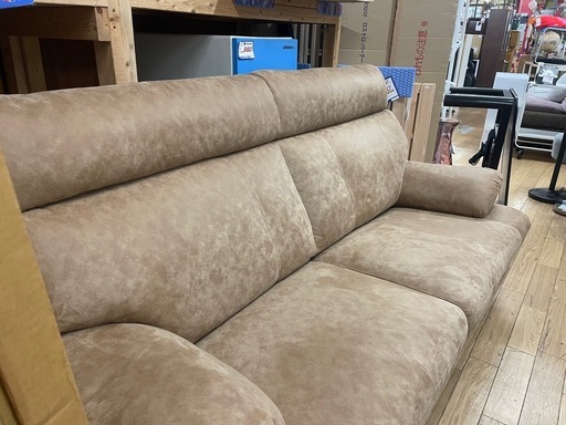 3Pソファ レザーテックス 背もたれ取り外し可能 大型ソファ 中古