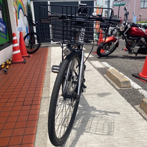 ?MIYATA　EX-CROSS e ?電動アシスト自転車　　バッテリー11.6Ah　カゴ付き　泥除け　サイドスタンドブラック　シルバ