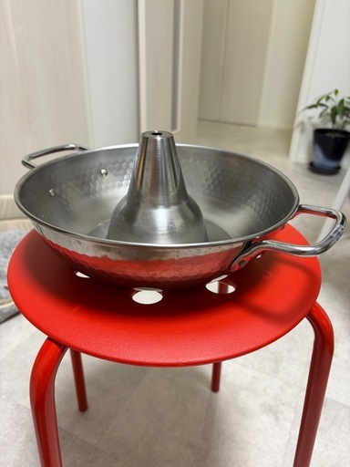 しゃぶしゃぶ鍋 ステンレス製 中央筒付き (もぐこ) 番田の調理器具《鍋