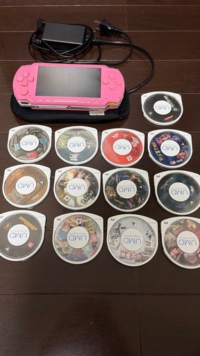 PSP 本体（ピンク）＋ソフト13本セット！充電器・ポーチ付き