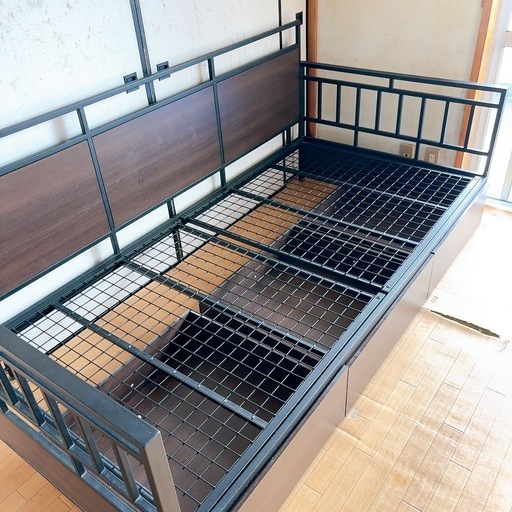 引き出し収納付きスチールシングルベッドフレーム