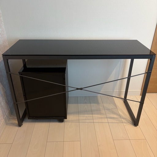 【ニトリ・PCデスク】スリムデスク ブレース 120FT-BK ニトリ ブレース 120FT-BK PC ガラストップ デスク チェスト セット 机