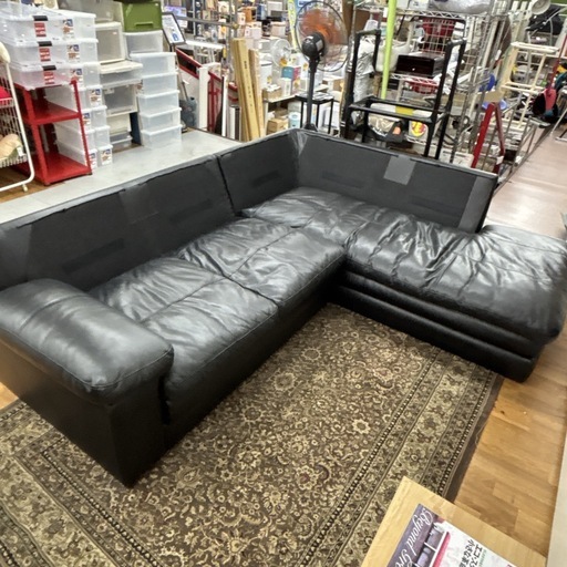 【?買取市場 柴田店】 I359 ? ジモティー限定価格！ NITORI 本革カウチソファ ⭐ クリーニング済