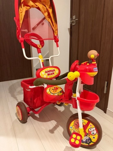 アンパンマン 三輪車 押し棒付き サンシェード付き 引き取り限定 (R