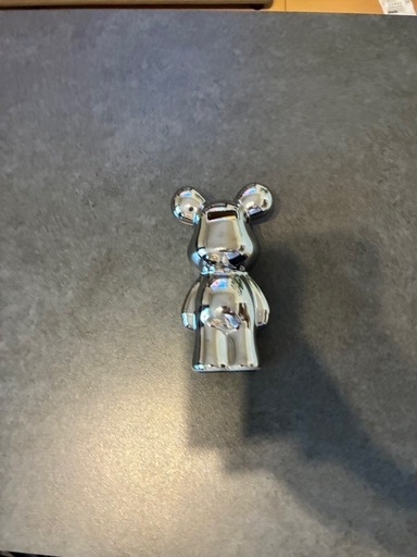 新品シルバー　貯金箱　クマ