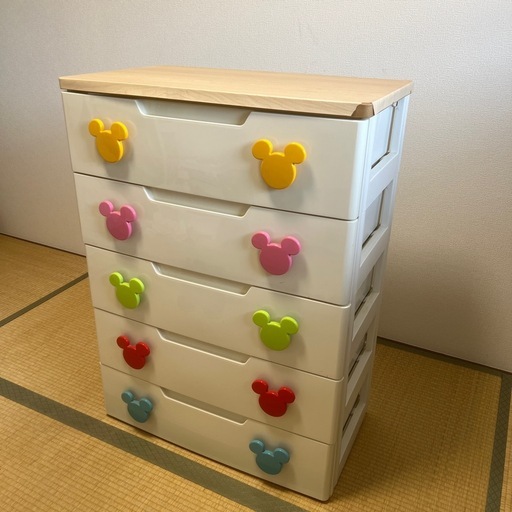 横浜市お手渡し限定 ディズニー ミッキーマウス 5段タンス衣類収納キッズチェスト