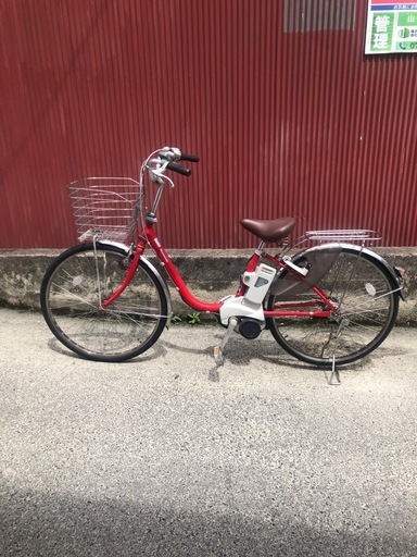 【京都発】京の楽チャリ　電動アシスト自転車　パナソニック　26インチ　赤色
