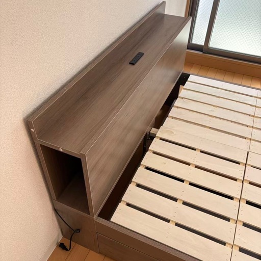 【未使用品】⭐️シンクルベッド コンセント付き 引き出し付き 組立設置無料 大阪市近郊配送無料 ⭐️NITORI⭐️ゼミダブルベッドセット 組正設置無料 大阪市近郊配送 