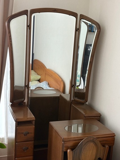 大型三面鏡ドレッサー（椅子付き） 高さ172.5cm