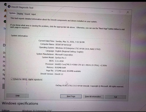 surface pro 3 i5 8gb/256gb