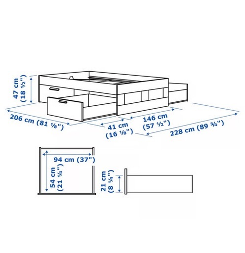 IKEA/イケア/通販]BRIMNES ブリムネス デイベッド 引き出し2 BRIMNES ブリムネス　引き取り限定　ダブルベット