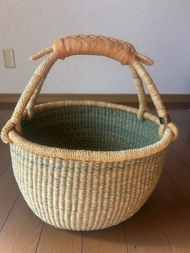 【美品】biga 手編み バスケット かご レザーハンドル