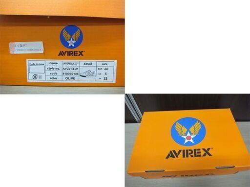 未使用保管品 AVIREX ローカットスニーカー 23㎝ レディース アヴィレックス INDEPENDENCE AV2274 本革使用