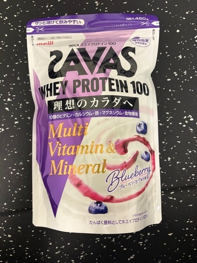 値下げ！！約2.3キロ！　ザバスホエイプロテイン　ブルーベリーヨーグルト味450g×5袋