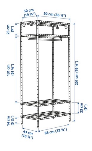 IKEA イケア シェルフユニット ハンガーレール付き 亜鉛メッキ m80530977 OMAR オマル