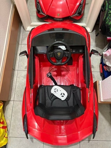 【美品/プロポ付】電動乗用玩具 ランボルギーニ シアン（赤）子供用 電動乗用ラジコンカー