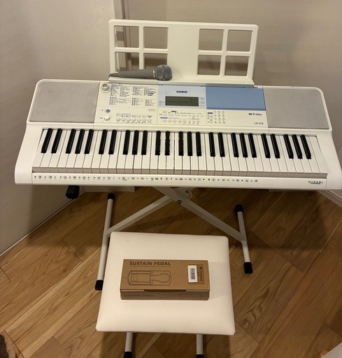 【豪華セット/動作確認済】CASIO 光ナビキーボード LK-515（スタンド・椅子・ペダル・マイク付）