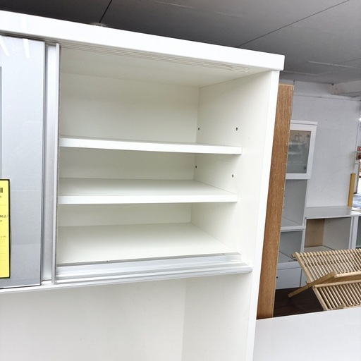 【ドリーム池田】◎ジモティ割7%◎松田家具/まつだかぐ「スライド扉　オープンボード」ホワイト【57315】