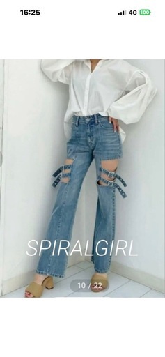 SPIRALGIRL サイドオープンベルトデニム　