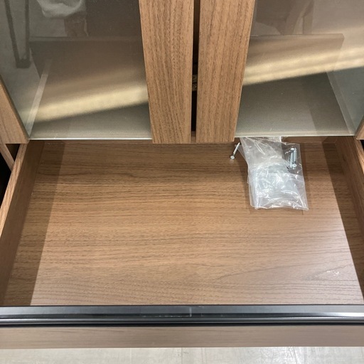 ニトリ食器棚2枚扉引き出しフォルムNブラウン【トレファク堺福田店
