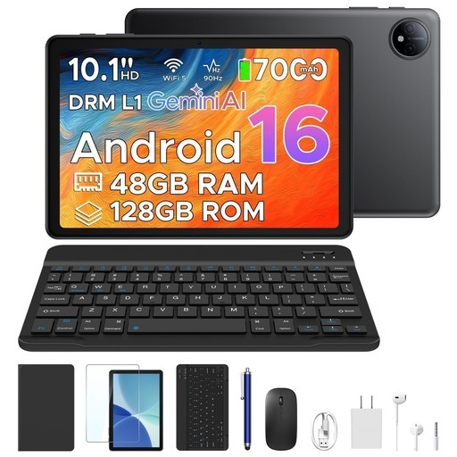 Android 16 タブレット - Gemini AI サポート　P10 Android 16 タブレット 10インチ、48GB+1