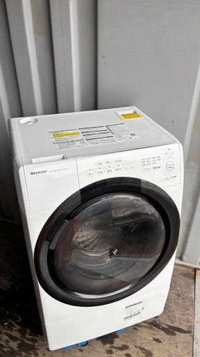 ??⑤⑤2022年　完全分解洗浄SHARP　シャープ　ES-S7F-WR→右開き?? ドラム式洗濯機乾燥　コンパクト　マンション　サイ