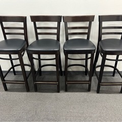業務用 木製カウンターチェア 4脚セット ダークブラウン ハイチェア