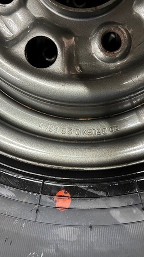 タイヤ、バルブ新品PCD114.3 10インチタイヤホイールセット 145/80R10 69S PCD114.3 3.50B 当時物 