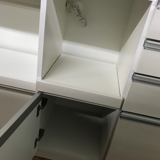 ジャングルジャングル貝塚店　レンジボード　松田家具　白　ホワイト　2枚扉　スライドテーブル　引き出し　4段　キッチン収納　中古　貝塚市