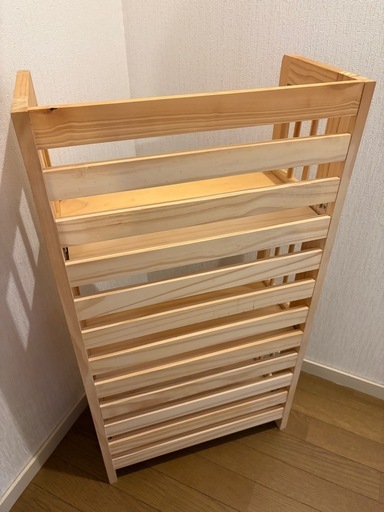 折りたたみ式3段棚 (敏美) 栂・美木多の収納家具《棚、シェルフ》の