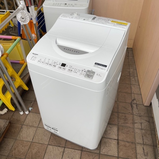 SHARP 6.5kg電気乾燥付き洗濯機 ES-TX6J 2025年製 縦型 大型洗濯機 中古