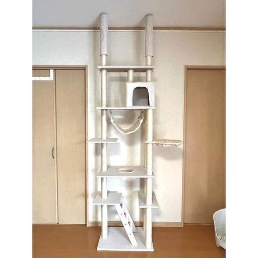 キャットタワー ほぼ新品(全く使ってません) 突っ張りタイプ　ベージュ