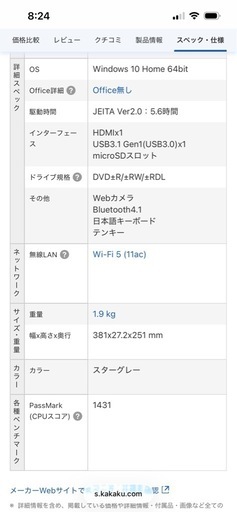 ノートパソコン ASUS. X543MA