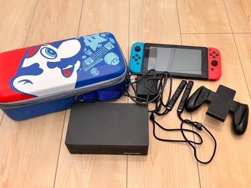 Nintendo Switch 本体 ネオンブルー ネオンレッド&マリオケース (儘田