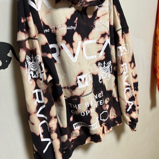 ?78･RVCA･総柄ド派手グランジフーディー･ビッグサイズ?
