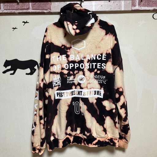 ?78･RVCA･総柄ド派手グランジフーディー･ビッグサイズ?
