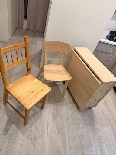 IKEA 折りたたみデスク＋椅子2脚セット