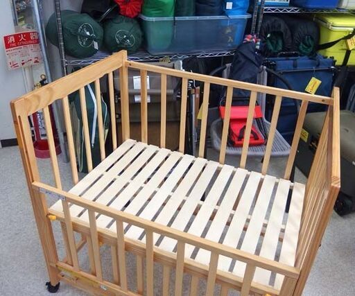ヤトミ ベビーベッド 内寸60×90cm キャスター付き ナチュラル 木製 ハピネス 新生児 赤ちゃん ベビー用品☆ 札幌市 北区 屯