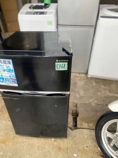 NO C161?福岡市内配送設置無料✨?WR-2090-BK 冷蔵庫 ブラック [90L /2ドア /右開き/左開き付け替えタイプ] 