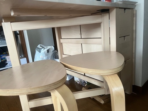 【美品】IKEA NORDEN ゲートレッグテーブル＋スツール2脚セット