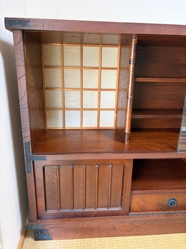昭和レトロ 和風サイドボード 茶箪笥 水屋箪笥風 和家具 幅136cm