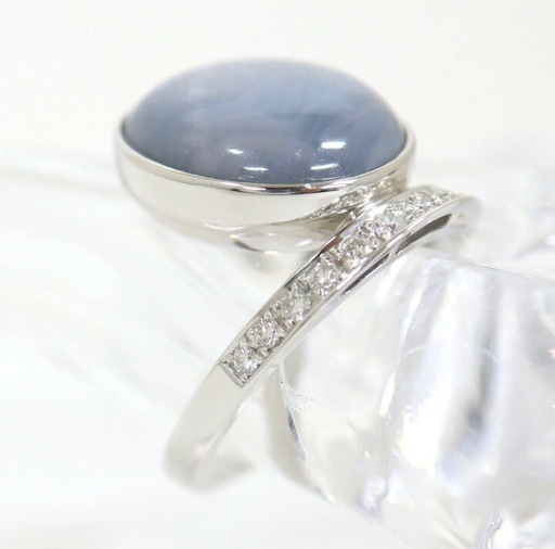 ☆ドリーム荒牧店☆ Pt900 スターサファイヤリング SS21.28ct D0.28ct 12号
