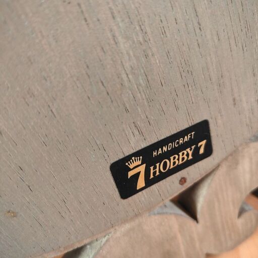 壁掛けミラー　アンティーク　アラベスク　木製　ハンドクラフト　「HOBBY 7」　昭和レトロ　　重量あり