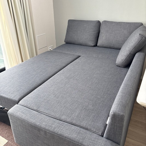 IKEA フリーヘーテン コーナーソファベッド 収納付き グレー 美品