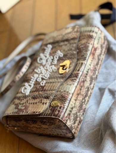 ⭐️新品⭐️ADMJスネークレザー/ビーズ刺しゅうスクエアショルダーバッグ