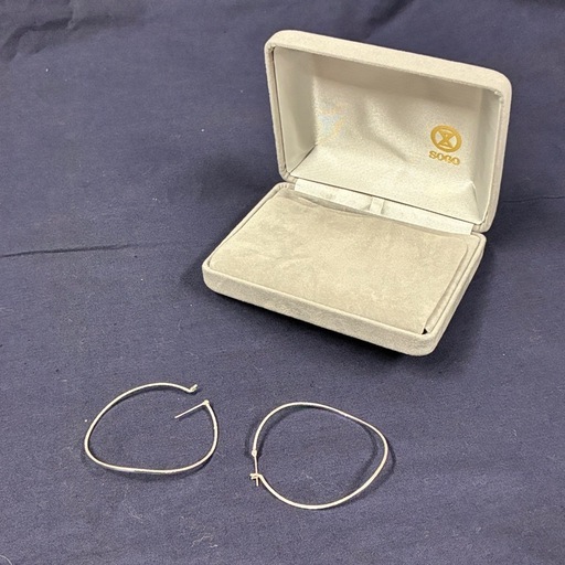 18K 18金　WG ホワイトゴールド フープピアス 4.4cm ケース付 美品