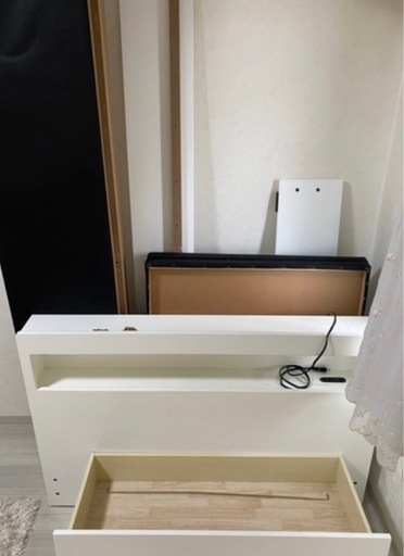 セミダブル 収納付きベッド ホワイト
