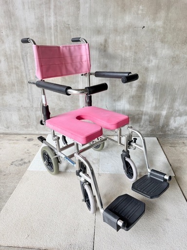 KAWAMURA 入浴用 車椅子 シャワーキャリー 介助 ピンク ②