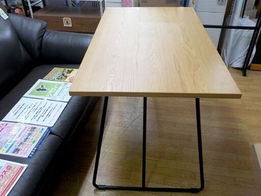 ② 無印良品 木製折りたたみテーブル 幅120×奥行70×高さ72㎝ オーク材 天板×スチルパイプ 西岡店